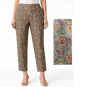 Talbots Ankle Pants Size 12P Side Zip Scroll Print Vintage 80s